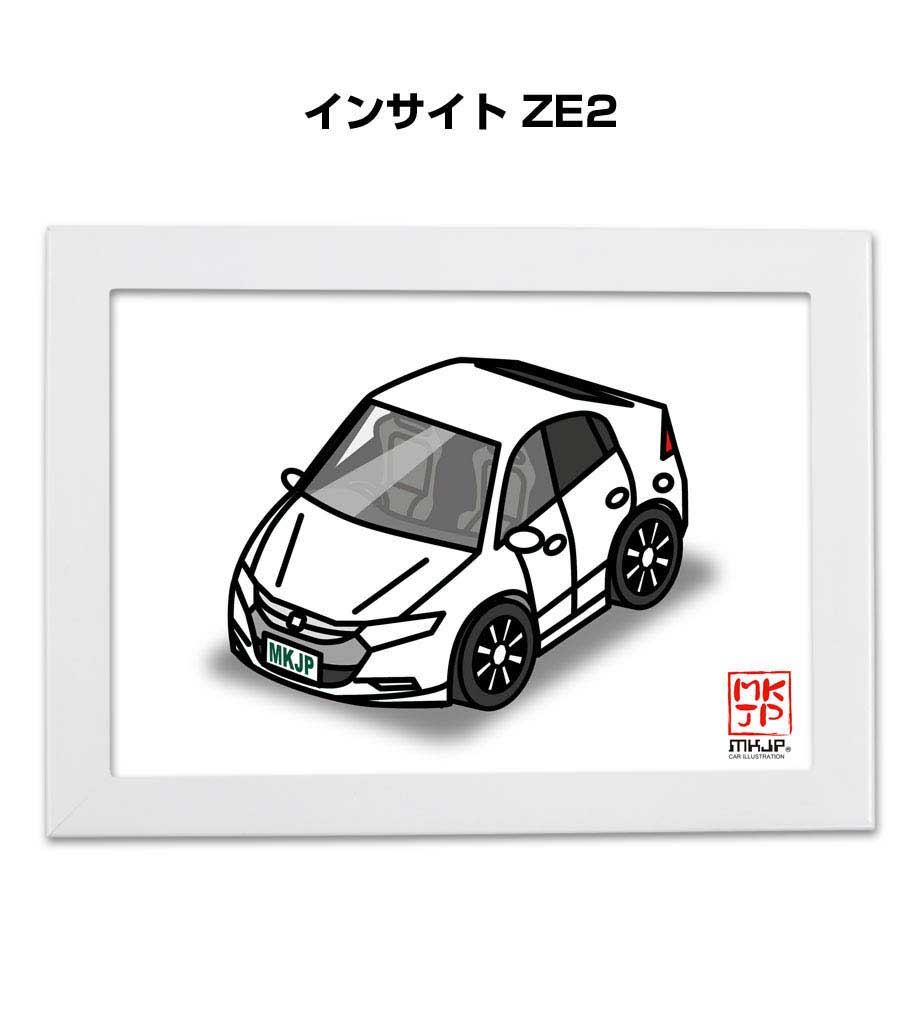 Interior Accessories - イラストA5 フレーム付き プレゼント 車 納車 祝い 男性 彼氏 メンズ 誕生日 クリスマス ホンダ インサイト ZE2 送料無料
