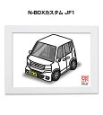 イラストA5 フレーム付き プレゼント 車 納車 祝い 男性 彼氏 メンズ 誕生日 クリスマス ホンダ N-BOXカスタム JF1 送料無料