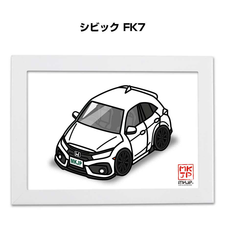 イラストA5 フレーム付き プレゼント 車 納車 祝い 男性 彼氏 メンズ 誕生日 クリスマス ホンダ シビック FK7 送料無料