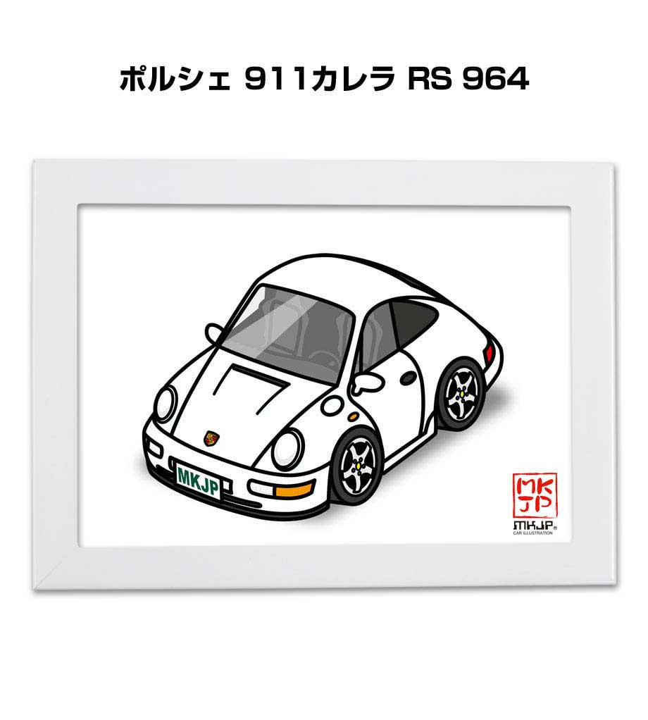 イラストA5 フレーム付き プレゼント 車 納車 祝い 男性 彼氏 メンズ 誕生日 クリスマス 外車 ポルシェ 911カレラ RS 964 送料無料