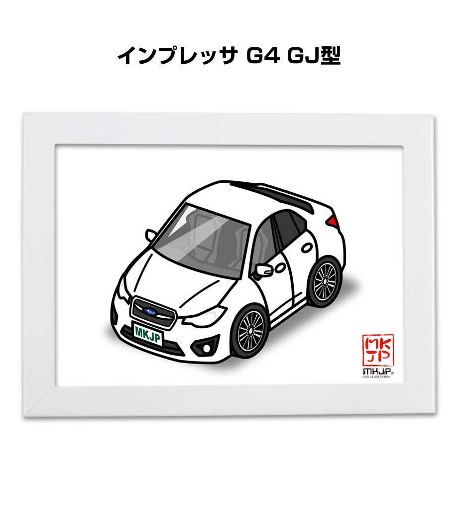 イラストA5 フレーム付き プレゼント 車 納車 祝い 男性 彼氏 メンズ 誕生日 クリスマス スバル インプレッサ G4 GJ型 送料無料
