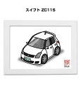 イラストA5 フレーム付き プレゼント 車 納車 祝い 男性 彼氏 メンズ 誕生日 クリスマス スズキ スイフト ZC11S 送料無料