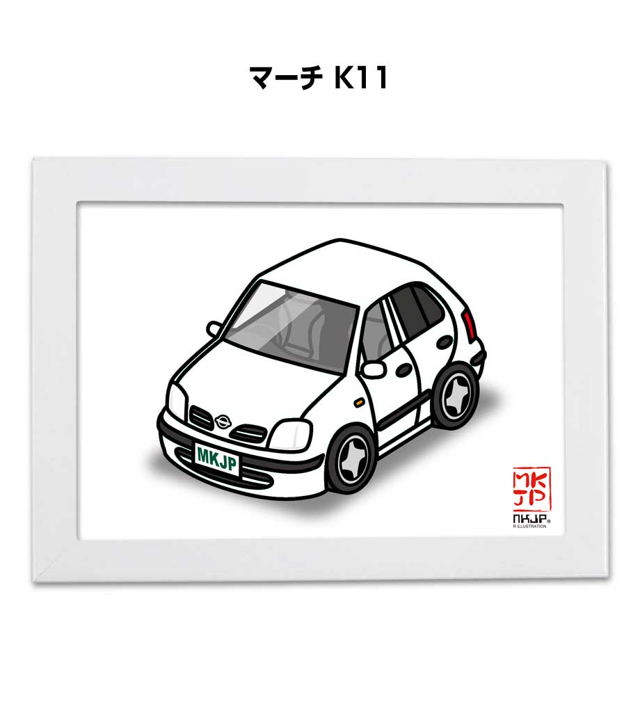 イラストA5 フレーム付き プレゼント 車 納車 祝い 男性 彼氏 メンズ 誕生日 クリスマス ニッサン マー..