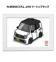 イラストA5 フレーム付き プレゼント 車 納車 祝い 男性 彼氏 メンズ 誕生日 クリスマス ホンダ N-WGNカスタム JH3 ツートンブラック 送料無料