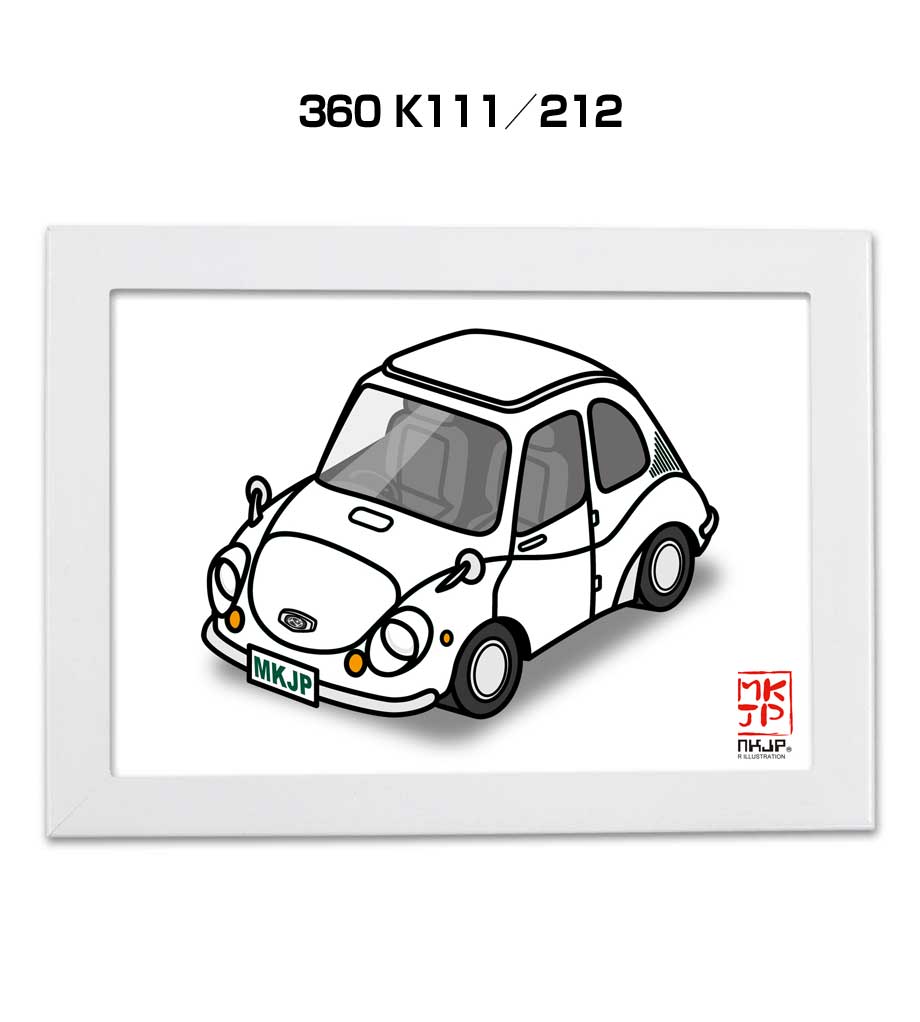 乐天商城 - イラストA5 フレーム付き プレゼント 車 納車 祝い 男性 彼氏 メンズ 誕生日 クリスマス スバル 360 K111／212 送料無料
