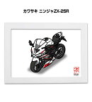 イラストA5 フレーム付き プレゼント 車 納車 祝い 男性 彼氏 メンズ 誕生日 クリスマス バイク カワサキ ニンジャZX-25R 送料無料