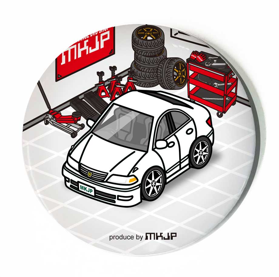メンテナンスDVDショップ MKJPの缶バッジ キーホルダー 丸型 31mm 54mm 車 車好き 祝い 納車 オリジナル プレゼント ギフト 記念品 メンズ 誕生日 彼氏 おしゃれ トヨタ マークII GX100 JZX100 送料無料｜アングル3