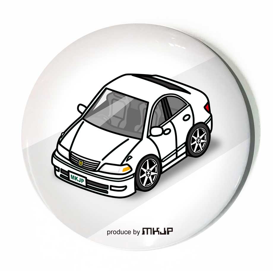 メンテナンスDVDショップ MKJPの缶バッジ キーホルダー 丸型 31mm 54mm 車 車好き 祝い 納車 オリジナル プレゼント ギフト 記念品 メンズ 誕生日 彼氏 おしゃれ トヨタ マークII GX100 JZX100 送料無料｜アングル2