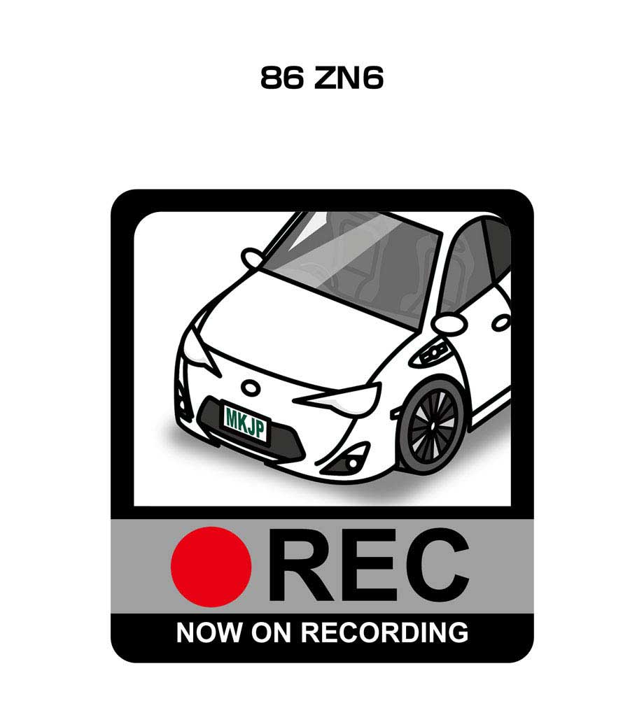 ドラレコステッカー 2枚入り ドラレコ REC 録画中 ドライブレコーダー あおり運転 煽り トヨタ 86 ZN6 送料無料