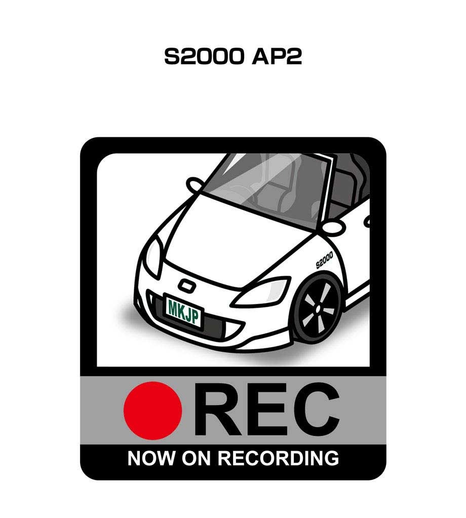 ドラレコステッカー 2枚入り ドラレコ REC 録画中 ドライブレコーダー あおり運転 煽り ホンダ S2000 AP2 送料無料