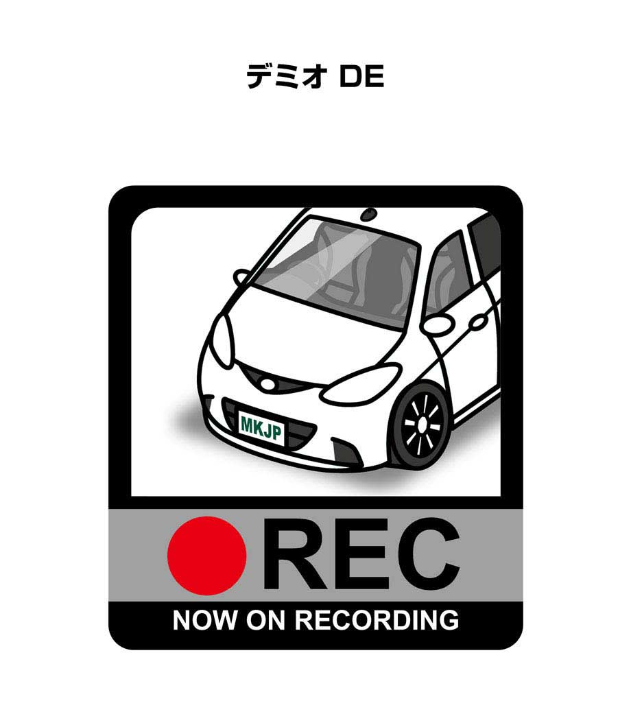 ドラレコステッカー 2枚入り ドラレコ REC 録画中 ドライブレコーダー あおり運転 煽り マツダ デミオ DE 送料無料