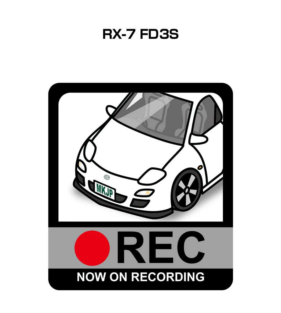 ドラレコステッカー 2枚入り ドラレコ REC 録画中 ドライブレコーダー あおり運転 煽り マツダ RX-7 FD3S 送料無料