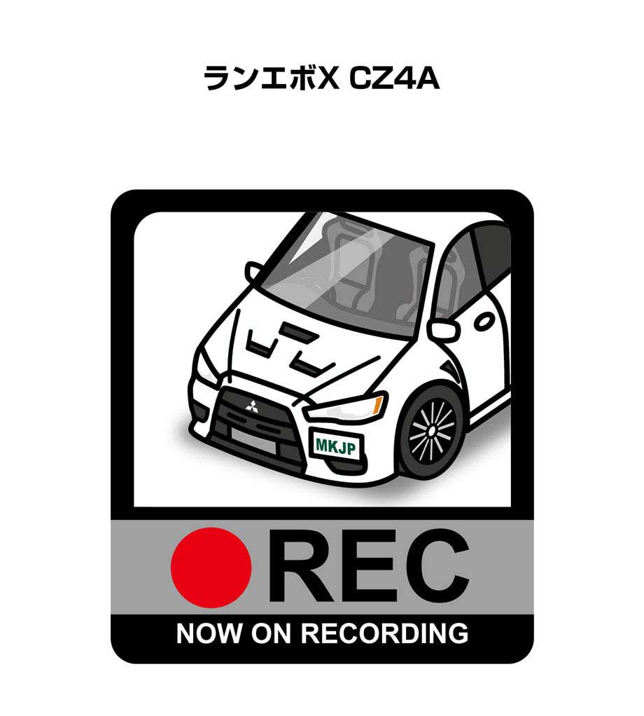 ドラレコステッカー 2枚入り ドラレコ REC 録画中 ドライブレコーダー あおり運転 煽り ミツビシ ランエボX CZ4A 送料無料