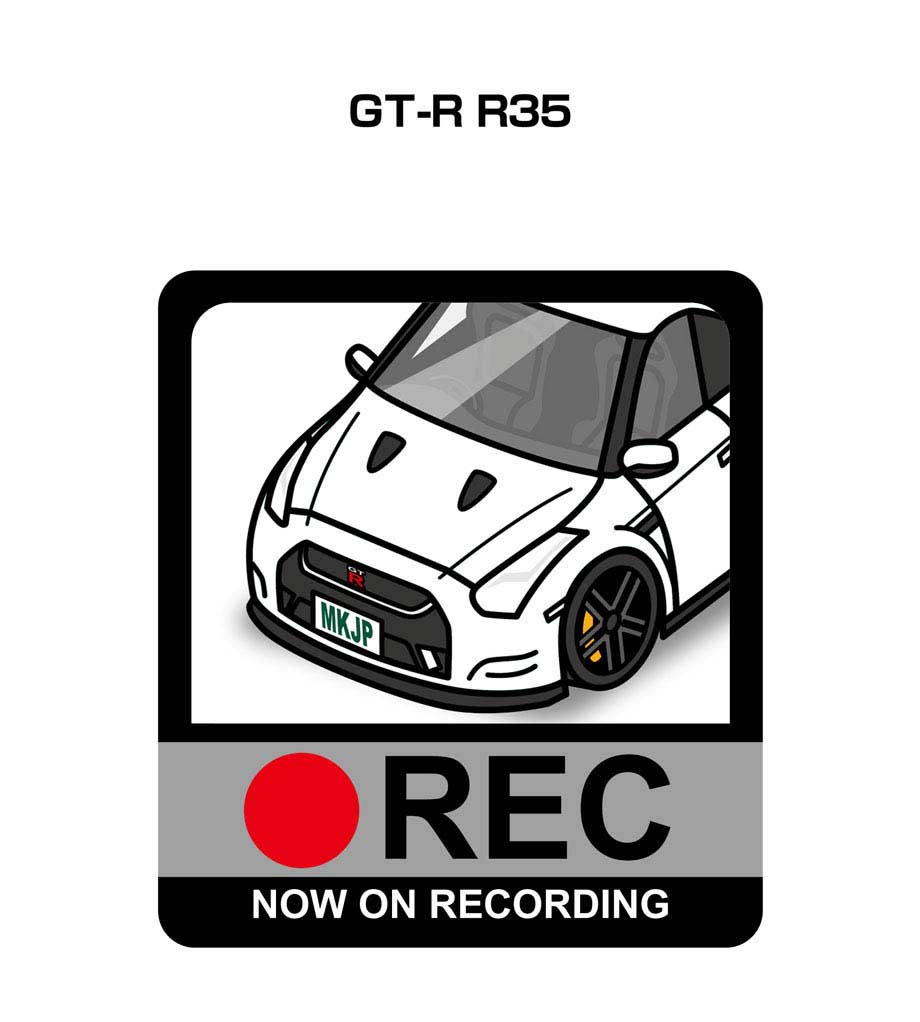 ドラレコステッカー 2枚入り ドラレコ REC 録画中 ドライブレコーダー あおり運転 煽り ニッサン GT-R R35 送料無料