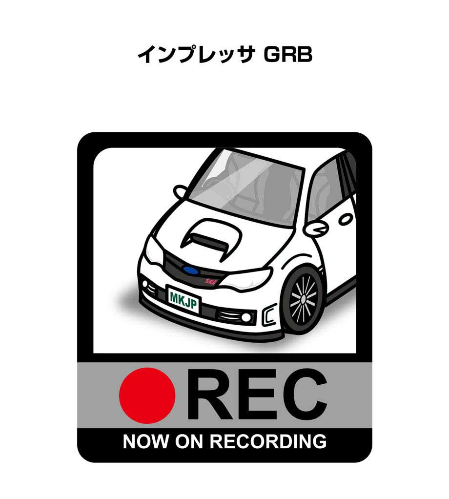 ドラレコステッカー 2枚入り ドラレコ REC 録画中 ドライブレコーダー あおり運転 煽り スバル インプレッサ GRB 送料無料