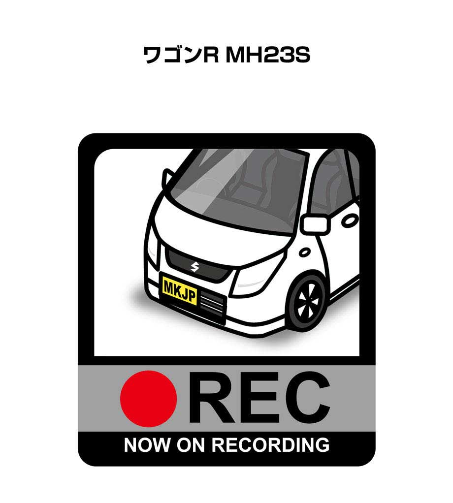 ドラレコステッカー 2枚入り ドラレコ REC 録画中 ドライブレコーダー あおり運転 煽り スズキ ワゴンR MH23S 送料無料