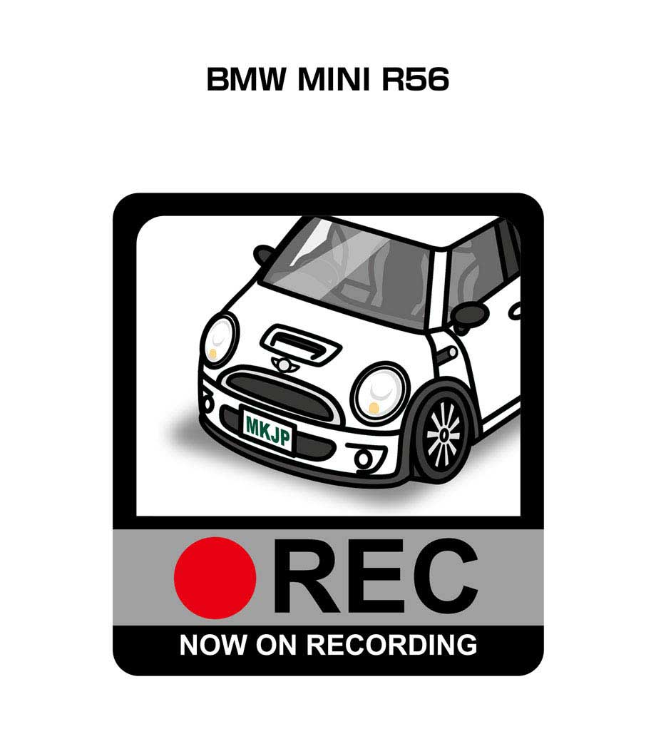 ドラレコステッカー 2枚入り ドラレコ REC 録画中 ドライブレコーダー あおり運転 煽り 外車 BMW MINI R56 送料無料