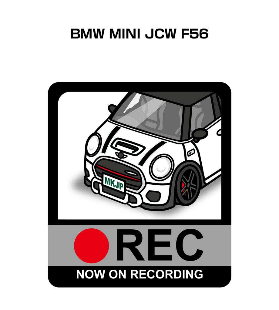 ドラレコステッカー 2枚入り ドラレコ REC 録画中 ドライブレコーダー あおり運転 煽り 外車 BMW MINI JCW F56 送料無料