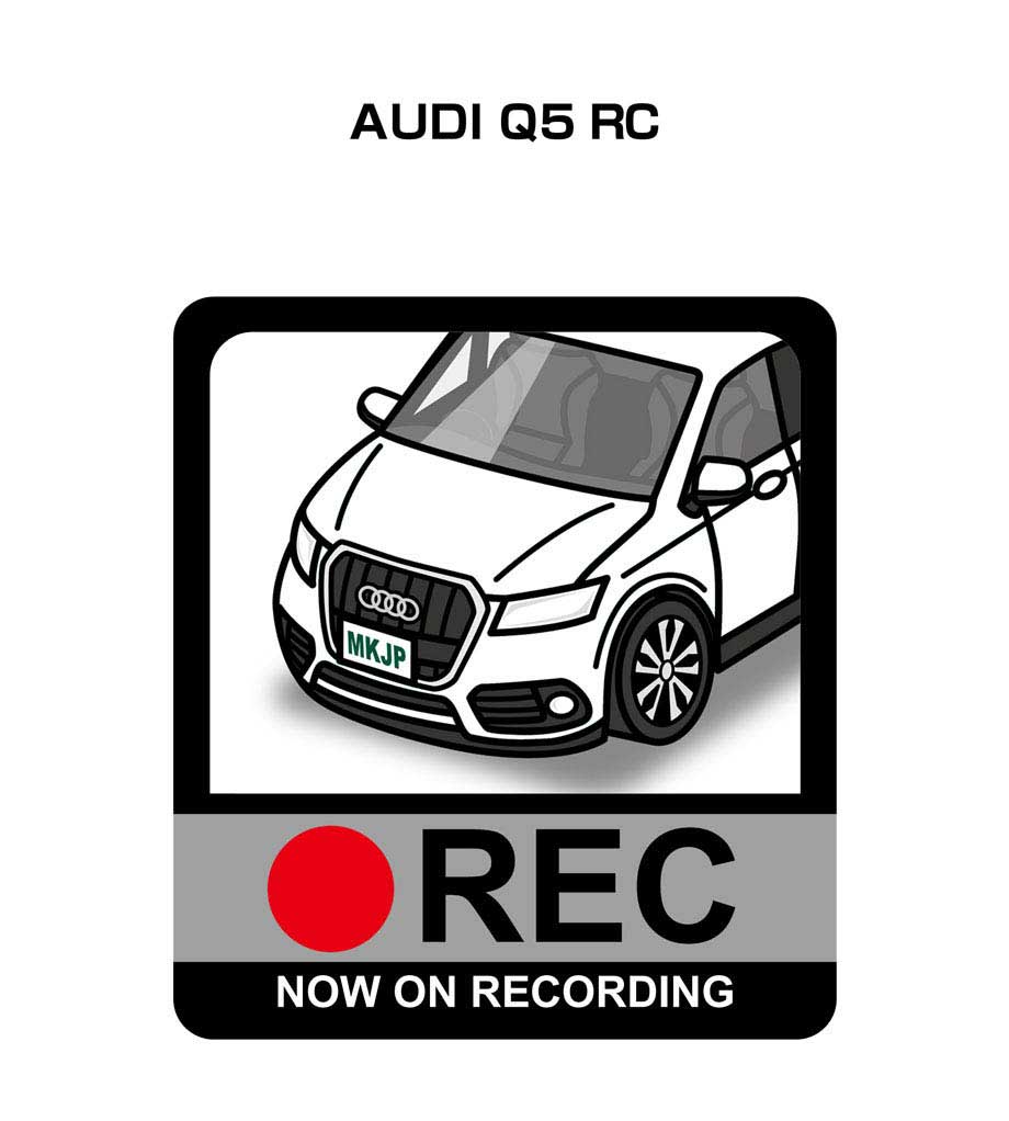ドラレコステッカー 2枚入り ドラレコ REC 録画中 ドライブレコーダー あおり運転 煽り 外車 AUDI Q5 RC 送料無料