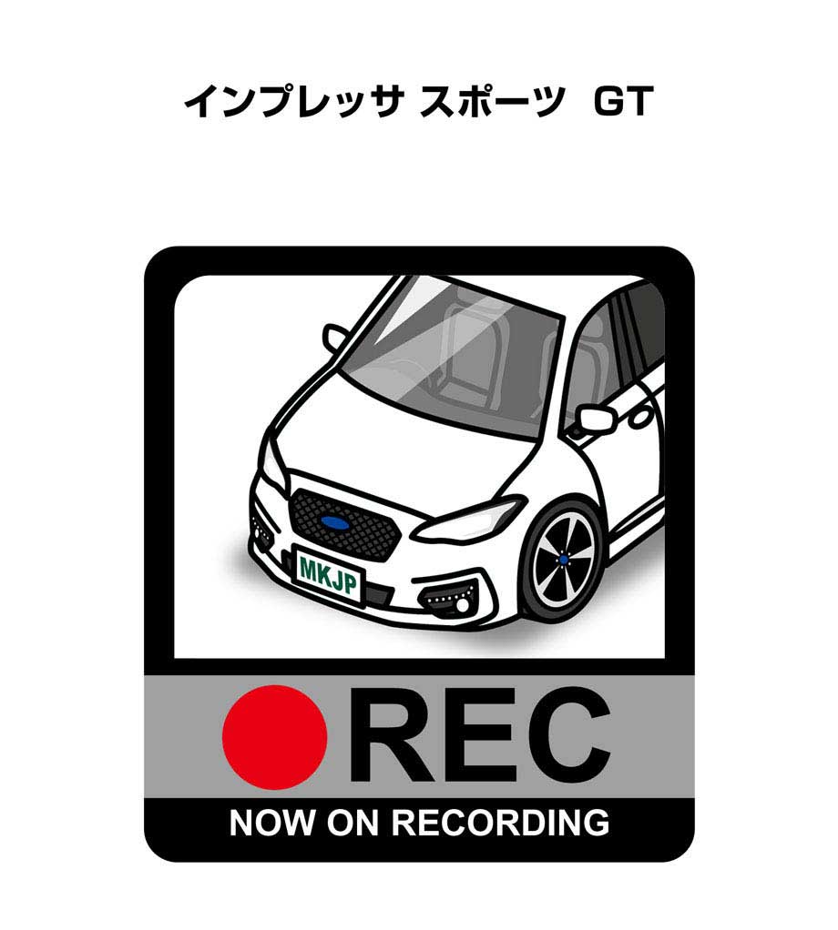 ドラレコステッカー 2枚入り ドラレコ REC 録画中 ドライブレコーダー あおり運転 煽り スバル インプレッサ スポーツ GT 送料無料