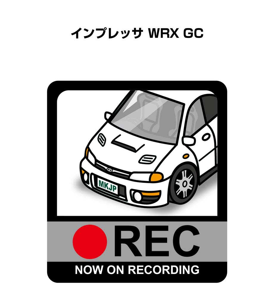 ドラレコステッカー 2枚入り ドラレコ REC 録画中 ドライブレコーダー あおり運転 煽り スバル インプレッサ WRX GC 送料無料
