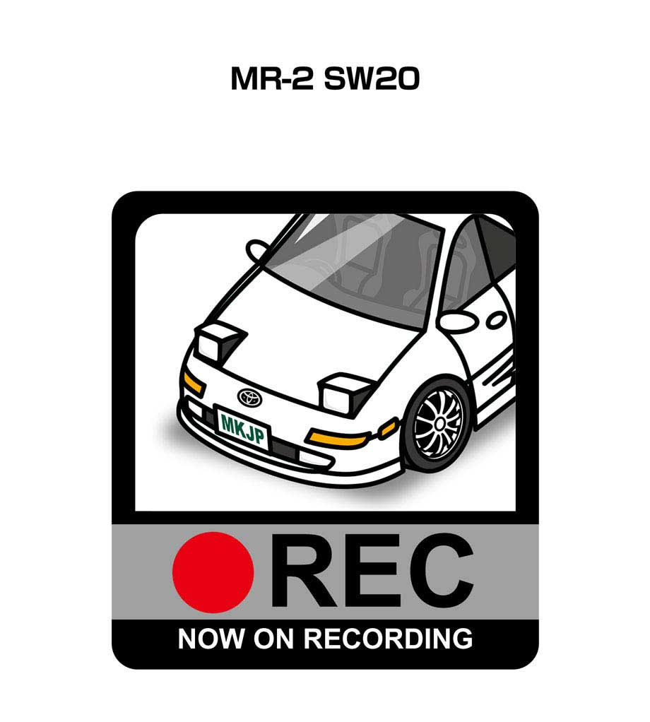 ドラレコステッカー 2枚入り ドラレコ REC 録画中 ドライブレコーダー あおり運転 煽り トヨタ MR-2 SW20 送料無料