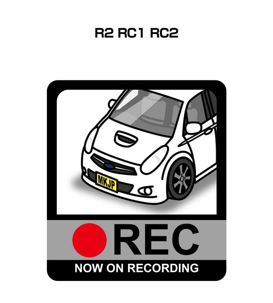 ドラレコステッカー 2枚入り ドラレコ REC 録画中 ドライブレコーダー あおり運転 煽り スバル R2 RC1 RC2 送料無料