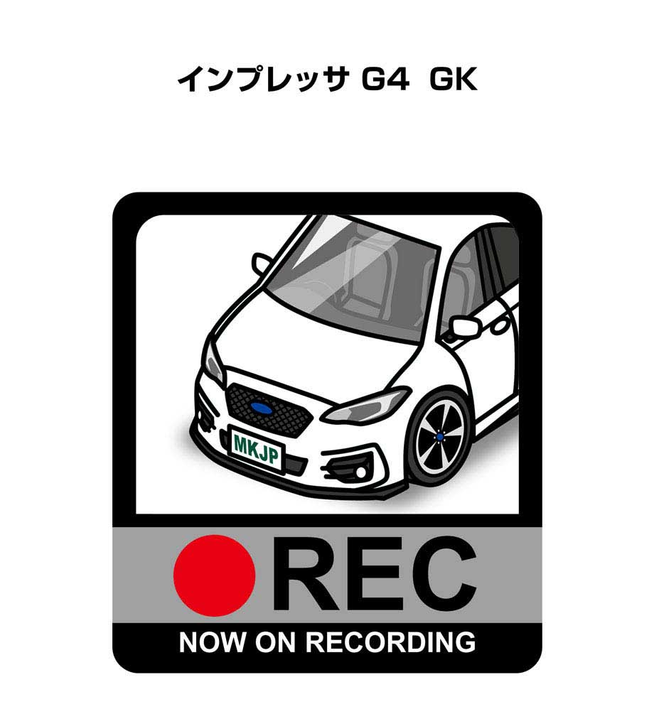 ドラレコステッカー 2枚入り ドラレコ REC 録画中 ドライブレコーダー あおり運転 煽り スバル インプレッサ G4 GK 送料無料
