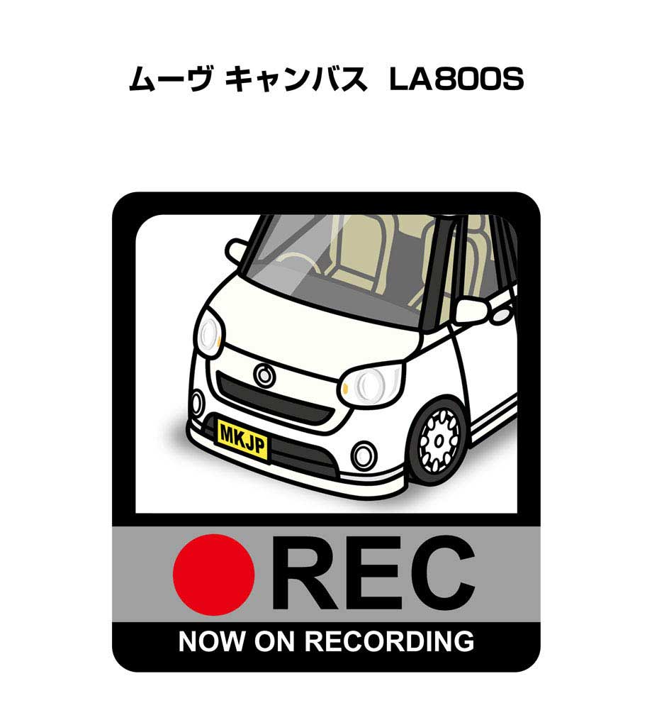 ドラレコステッカー 2枚入り ドラレコ REC 録画中 ドライブレコーダー あおり運転 煽り ダイハツ ムーヴ キャンバス LA800S 送料無料