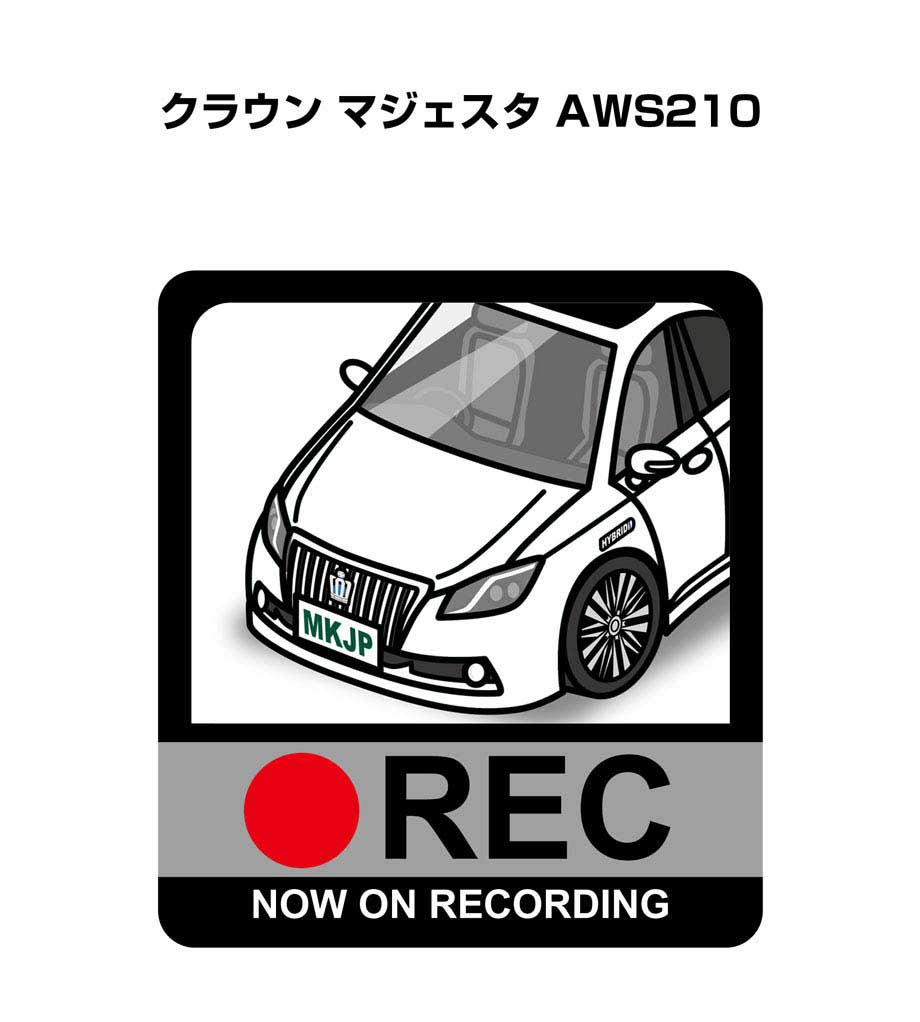 ドラレコステッカー 2枚入り ドラレコ REC 録画中 ドライブレコーダー あおり運転 煽り トヨタ クラウン マジェスタ AWS210 送料無料