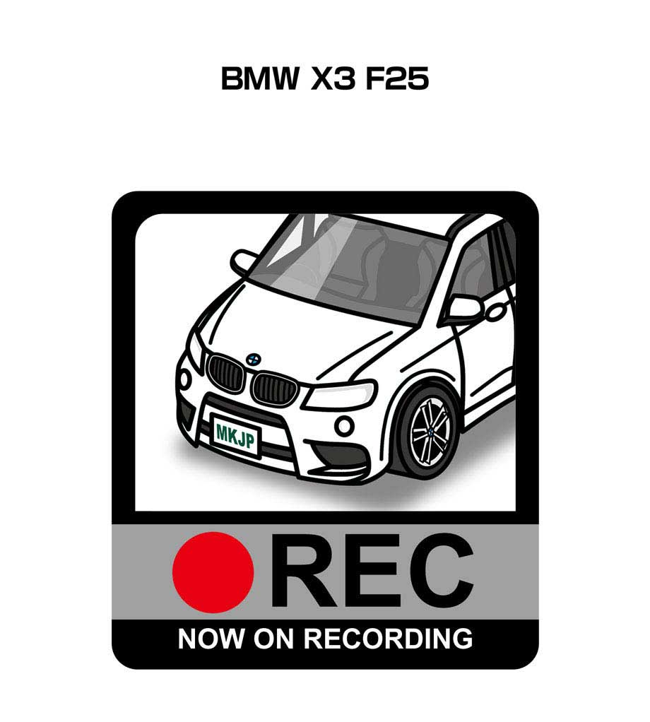 ドラレコステッカー 2枚入り ドラレコ REC 録画中 ドライブレコーダー あおり運転 煽り 外車 BMW X3 F25 送料無料