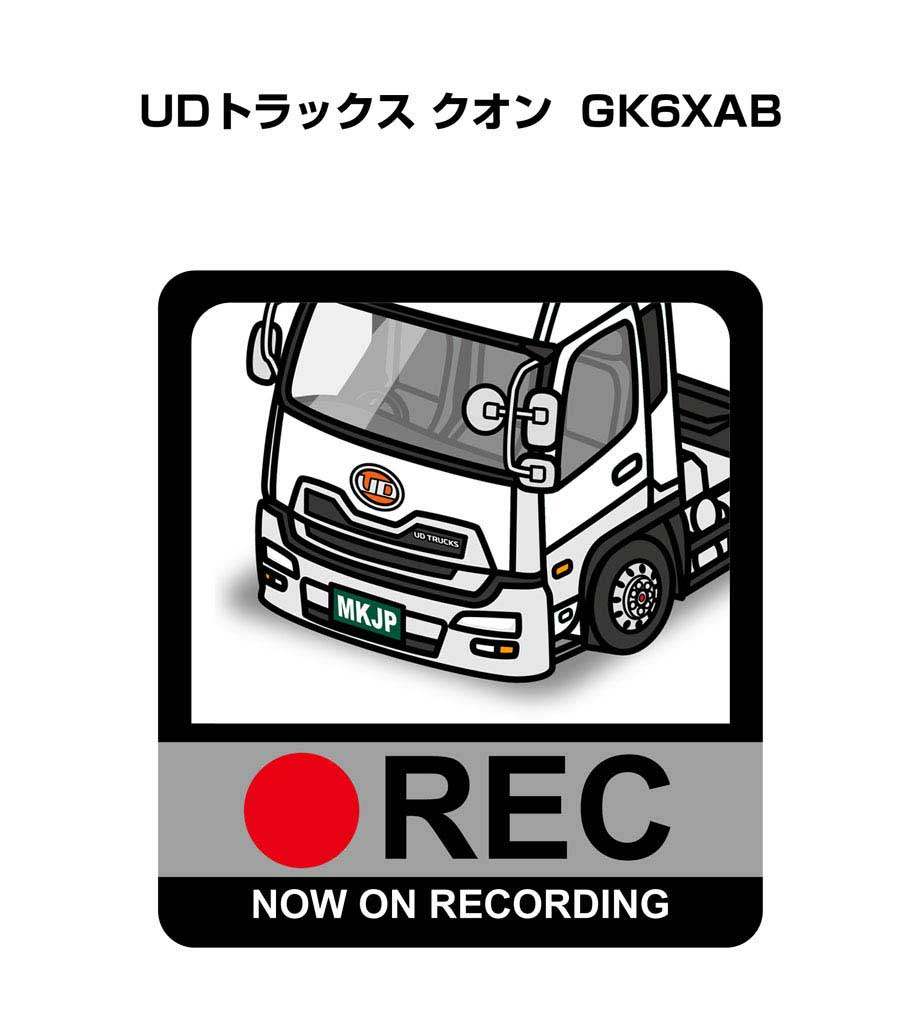 ドラレコステッカー 2枚入り ドラレコ REC 録画中 ドライブレコーダー あおり運転 煽り 外車 UDトラックス クオン GK6XAB 送料無料