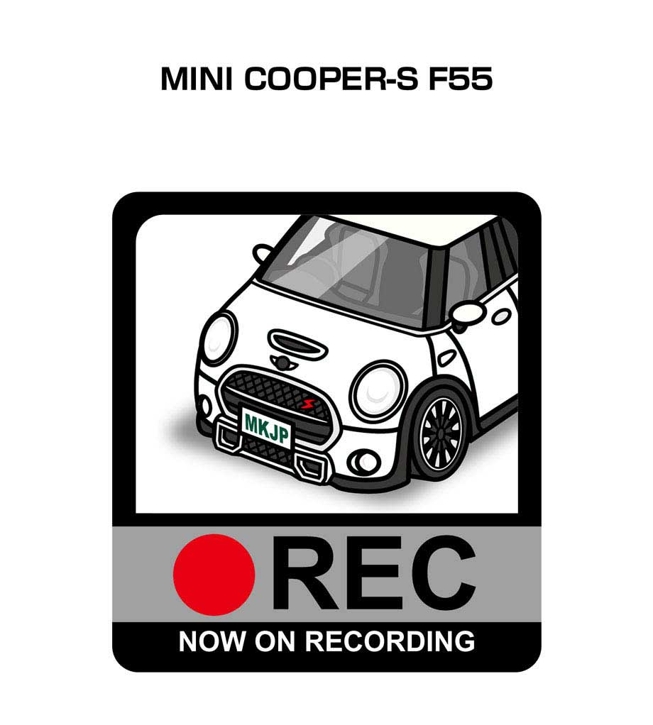 ドラレコステッカー 2枚入り ドラレコ REC 録画中 ドライブレコーダー あおり運転 煽り 外車 MINI COOPER-S F55 送料無料
