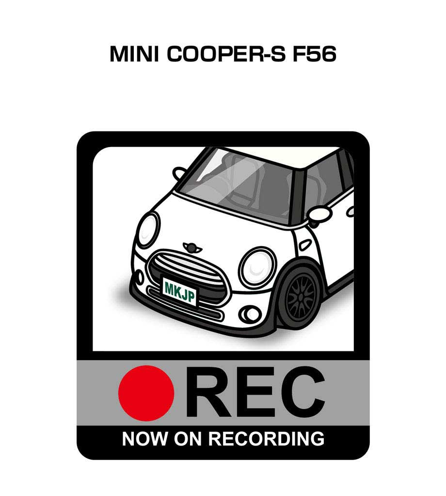 ドラレコステッカー 2枚入り ドラレコ REC 録画中 ドライブレコーダー あおり運転 煽り 外車 MINI COOPER-S F56 送料無料