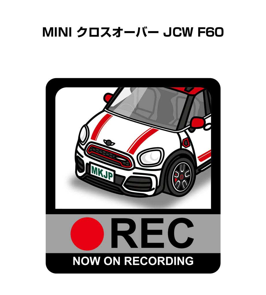 ドラレコステッカー 2枚入り ドラレコ REC 録画中 ドライブレコーダー あおり運転 煽り 外車 MINI クロスオーバー JCW F60 送料無料