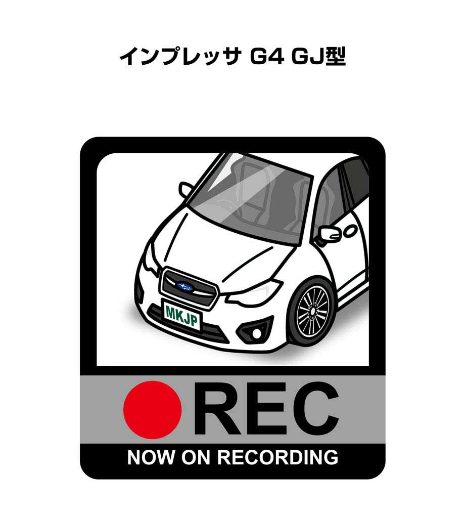 ドラレコステッカー 2枚入り ドラレコ REC 録画中 ドライブレコーダー あおり運転 煽り スバル インプレッサ G4 GJ型 送料無料