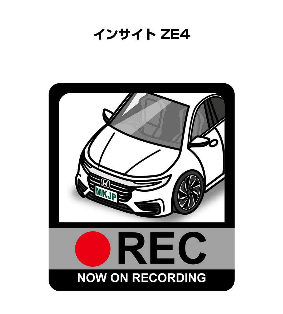 ドラレコステッカー 2枚入り ドラレコ REC 録画中 ドライブレコーダー あおり運転 煽り ホンダ インサイト ZE4 送料無料