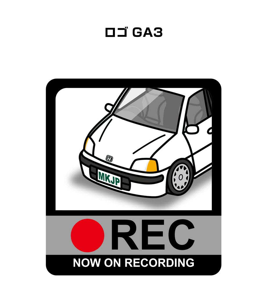 ドラレコステッカー 2枚入り ドラレコ REC 録画中 ドライブレコーダー あおり運転 煽り ホンダ ロゴ GA3 送料無料