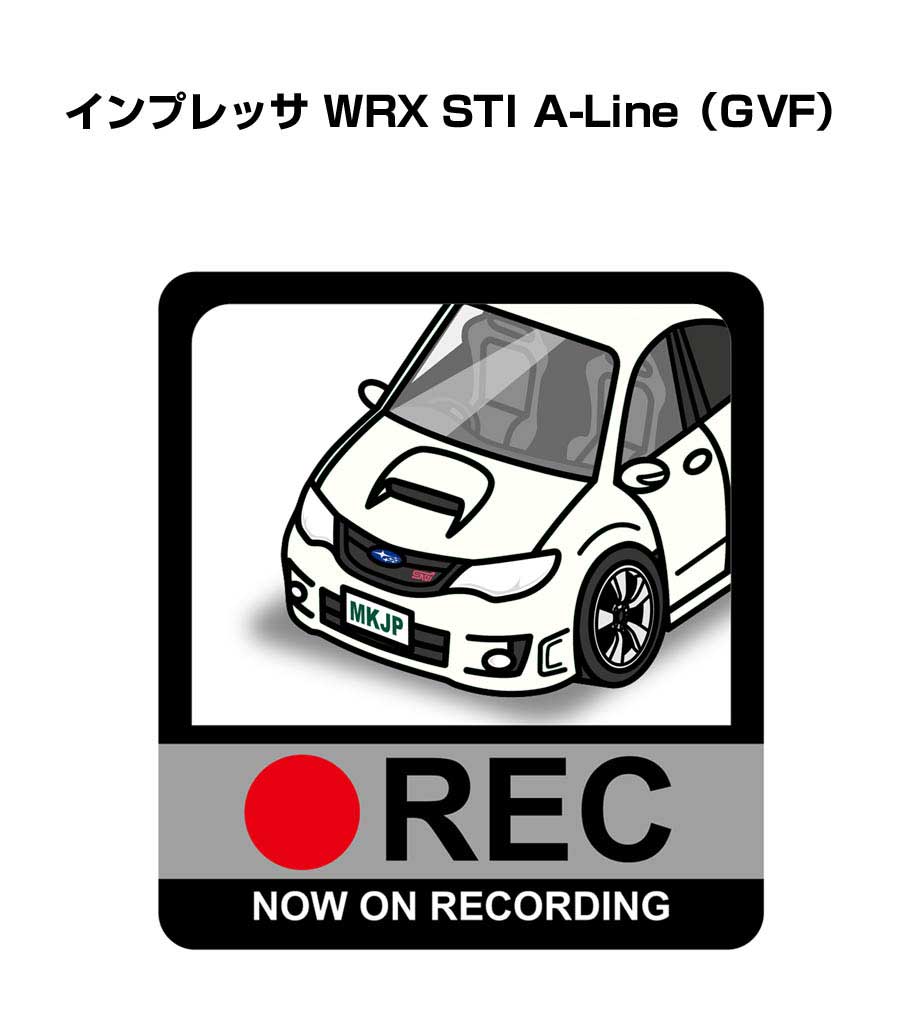 ドラレコステッカー 2枚入り ドラレコ REC 録画中 ドライブレコーダー あおり運転 煽り スバル インプレッサ WRX STI A-Line（GVF） 送料無料