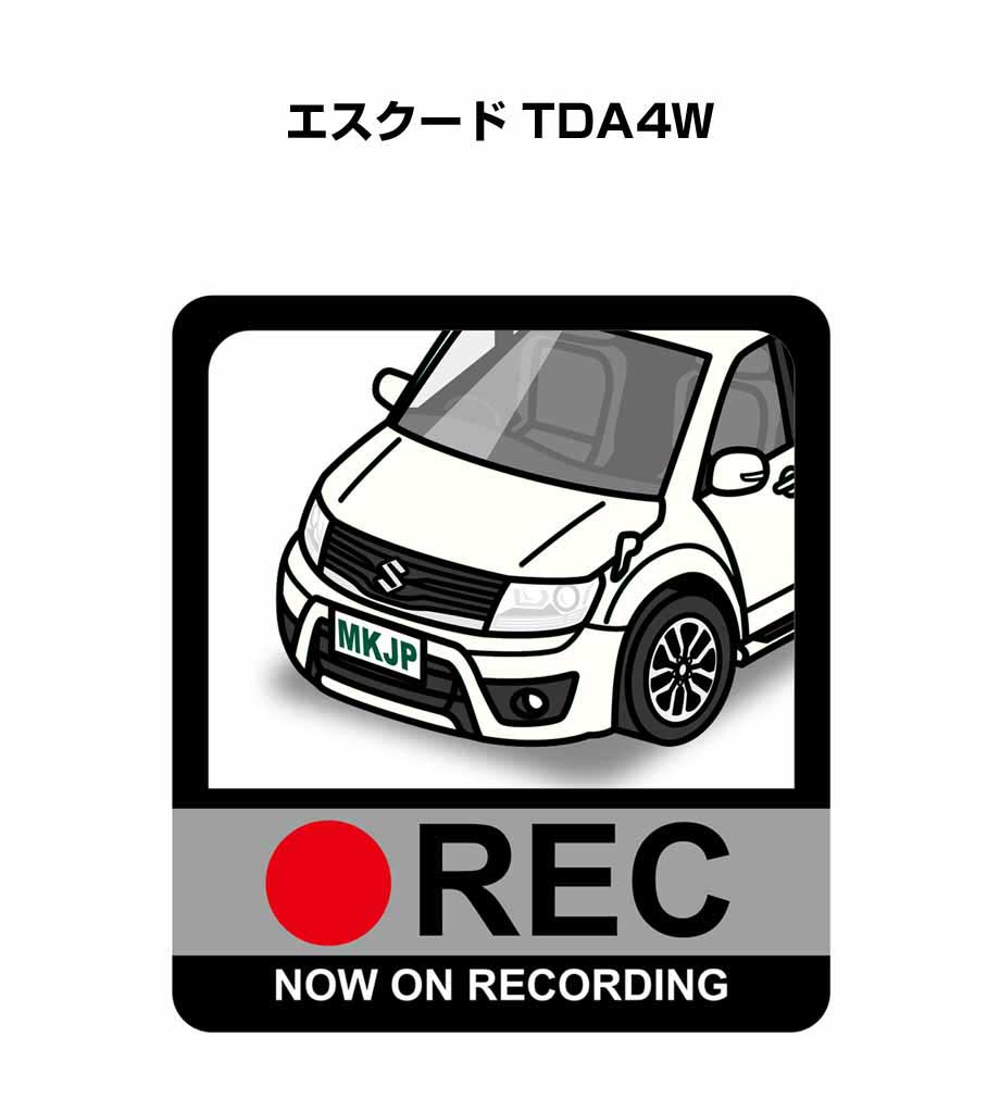 ドラレコステッカー 2枚入り ドラレコ REC 録画中 ドライブレコーダー あおり運転 煽り スズキ エスクード TDA4W 送料無料