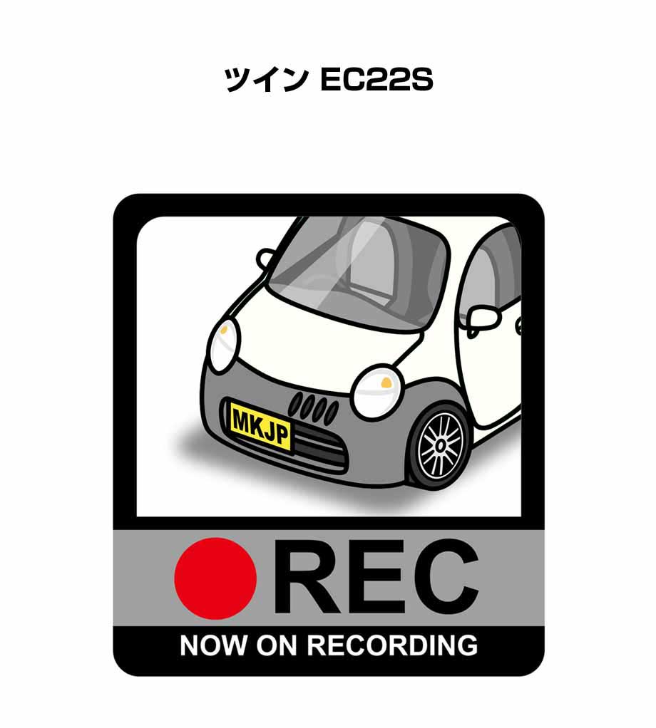 ドラレコステッカー 2枚入り ドラレコ REC 録画中 ドライブレコーダー あおり運転 煽り スズキ ツイン EC22S 送料無料