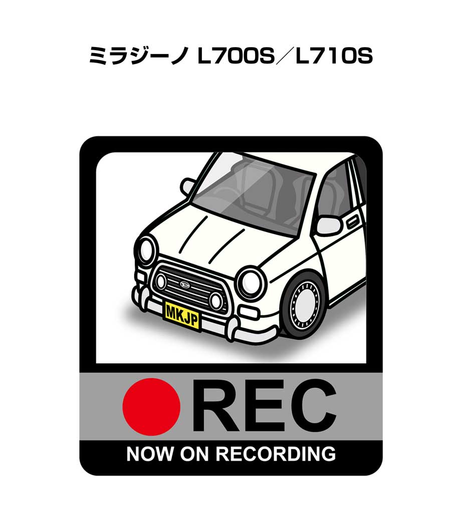 ドラレコステッカー 2枚入り ドラレコ REC 録画中 ドライブレコーダー あおり運転 煽り ダイハツ ミラジーノ L700S／L710S 送料無料