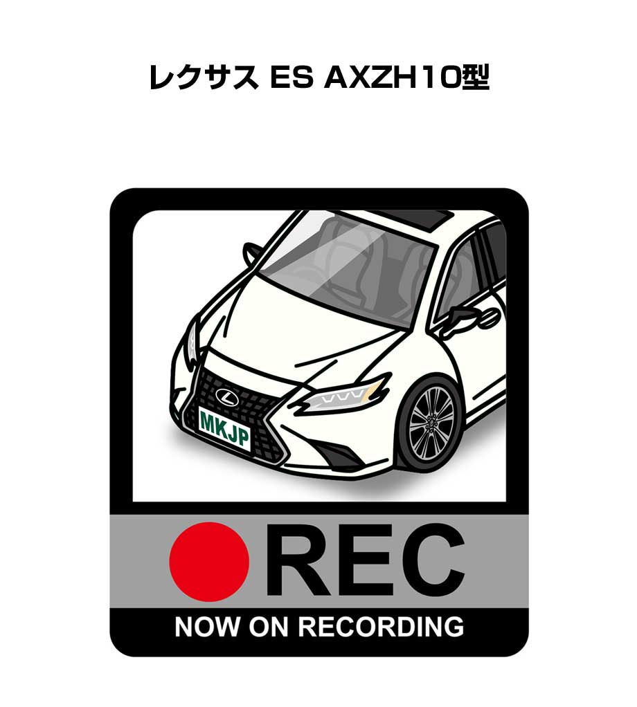 ドラレコステッカー 2枚入り ドラレコ REC 録画中 ドライブレコーダー あおり運転 煽り 外車 レクサス ES AXZH10型 送料無料