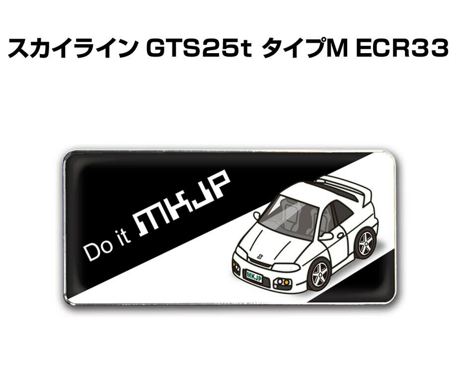 エンブレム 2個入り　H25mm×W55mm 車種別 シンプル ドレスアップ 飾り 車特集 ニッサン スカイライン GTS25t タイプM ECR33 送料無料