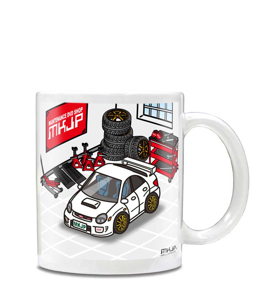 メンテナンスDVDショップ MKJPのマグカップ 330ml 車好き プレゼント 車 メンズ 誕生日 彼氏 イベント クリスマス 男性 ギフト おしゃれ スバル インプレッサ WRX STI GDB 前期 送料無料｜アングル2
