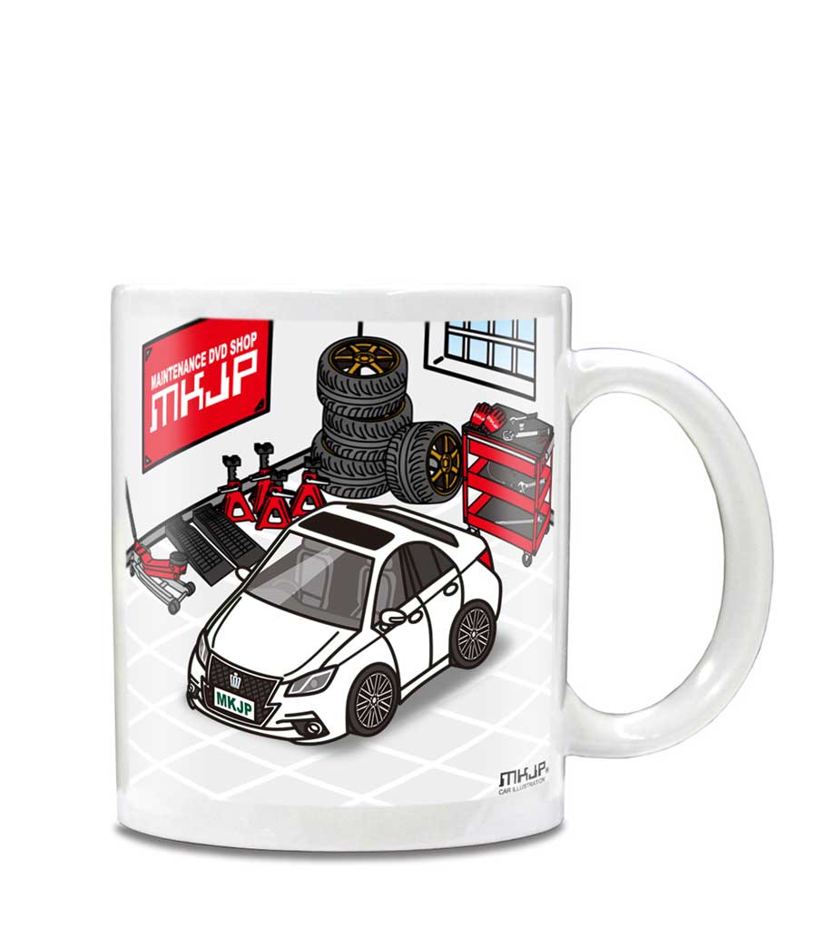 メンテナンスDVDショップ MKJPのマグカップ 330ml 車好き プレゼント 車 メンズ 誕生日 彼氏 イベント クリスマス 男性 ギフト おしゃれ トヨタ クラウン アスリート GRS210／AWS210型 送料無料｜アングル2