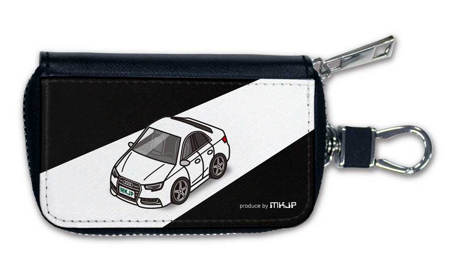メンテナンスDVDショップ MKJPのスマートキーケース かわいい かっこいい イラスト プレゼント 車 メンズ 誕生日 彼氏 クリスマス 男性 贈り物 ギフト 納車 祝い イベント 外車 アウディA4 セダン B9｜アングル3