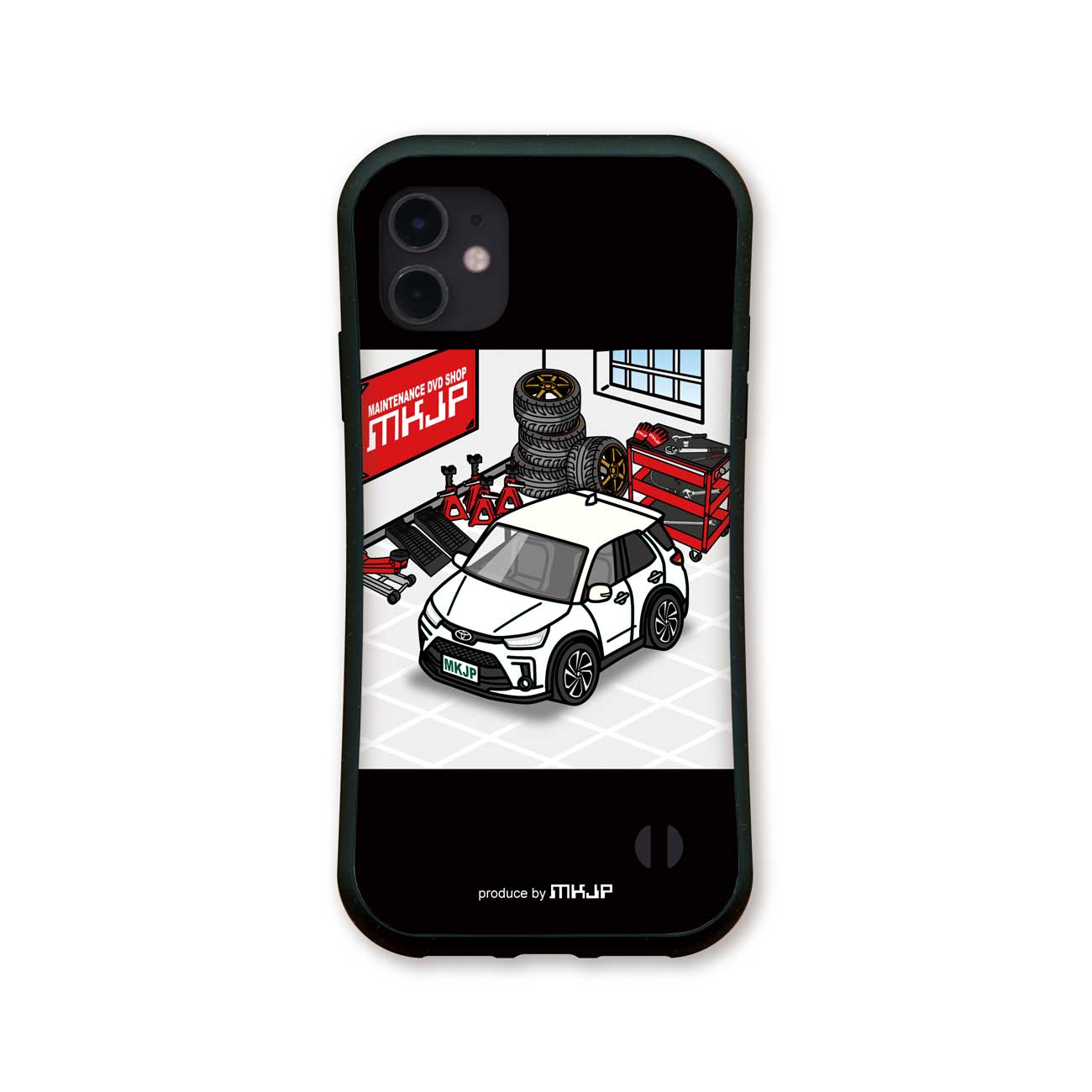 グリップケース スマホケース iPhone17 iPhone17Pro iPhone17ProMax iPhoneAir iPhone16系 iPhone15系 車 車好き 祝い 納車 TPUケース 耐衝撃 トヨタ ライズ A200A／A210A ツートンホワイト 送料無料