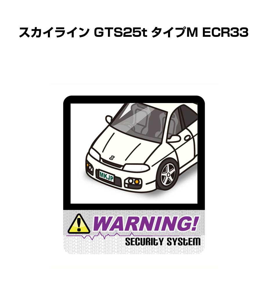 セキュリティステッカー大 2枚入り セキュリティ ステッカー 防犯 安全 盗難 ダミー 屋外 かっこいい 車 ニッサン スカイライン GTS25t タイプM ECR33 送料無料