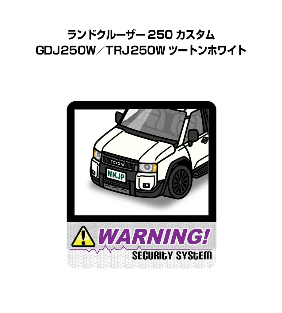 セキュリティステッカー大 2枚入り セキュリティ ステッカー 防犯 安全 盗難 ダミー 屋外 かっこいい 車 トヨタ ランドクルーザー 250 カスタム GDJ250W／TRJ250W ツートンホワイト 送料無料